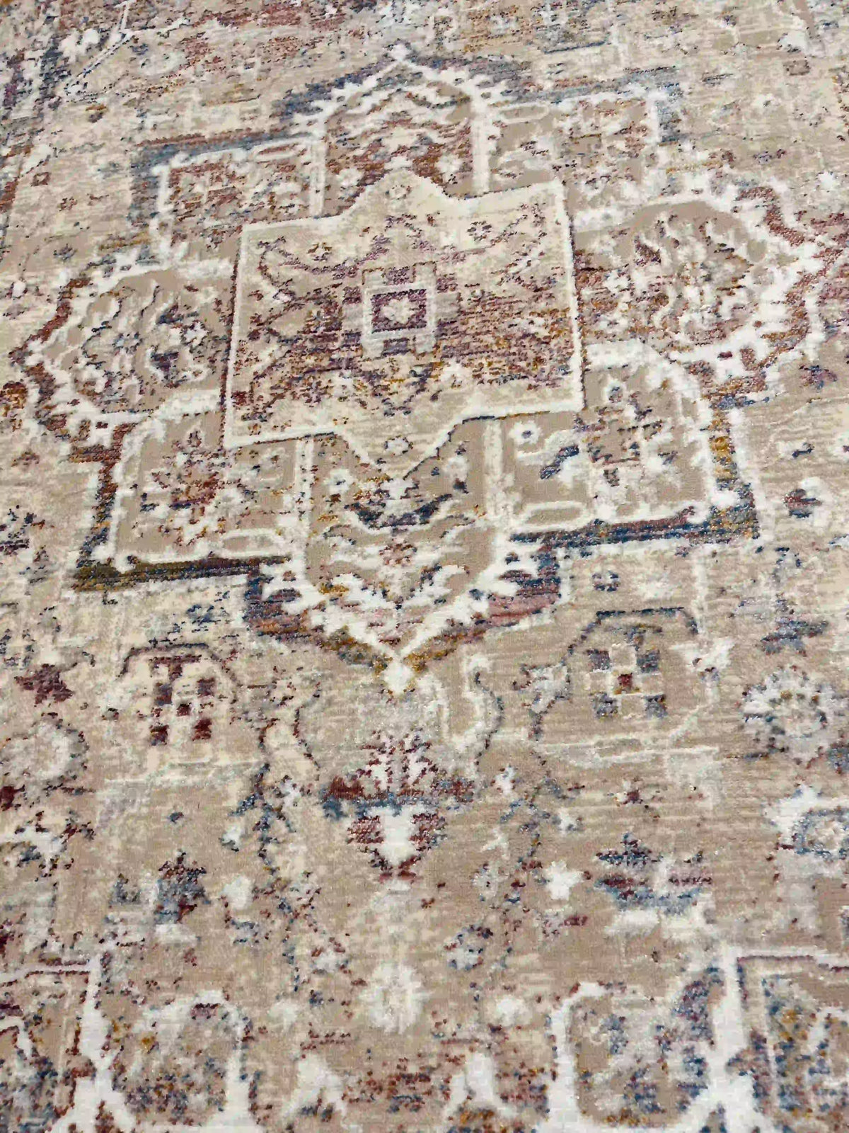 שטיח קנבס וינטג׳ מדליון 127 04 בז׳/צבעוני | CANVAS