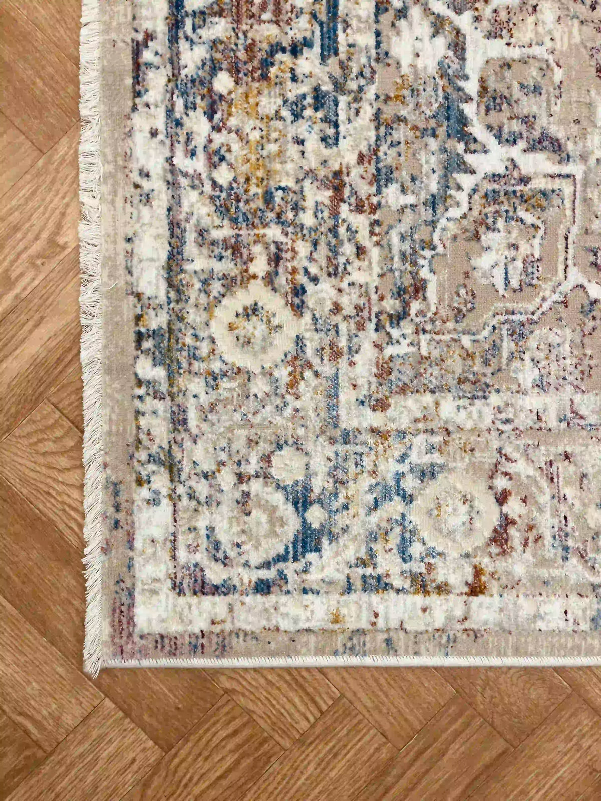 שטיח קנבס וינטג׳ מדליון 127 04 בז׳/צבעוני | CANVAS