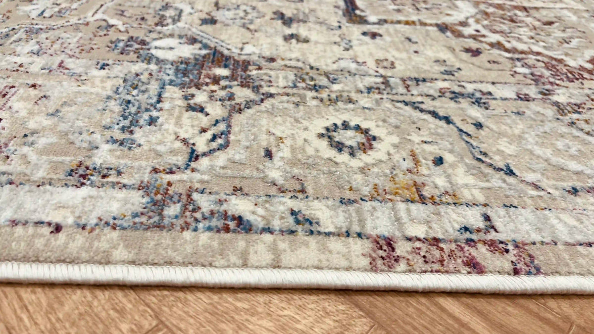 שטיח קנבס וינטג׳ מדליון 127 04 בז׳/צבעוני | CANVAS