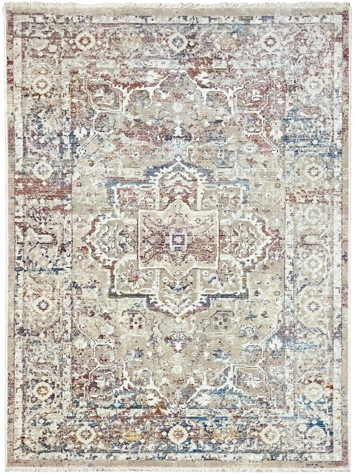 שטיח קנבס וינטג׳ מדליון 127 04 בז׳/צבעוני | CANVAS