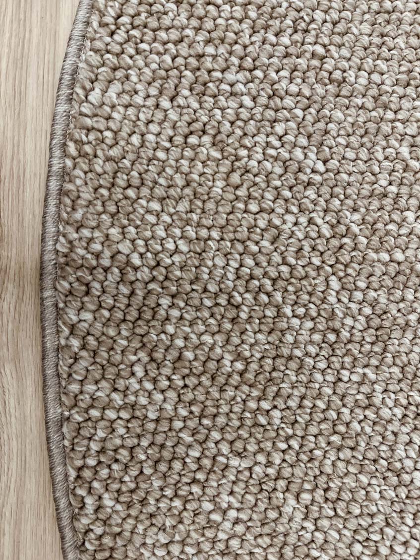 Round, smooth, natural, beige loop rug 229 CREATION