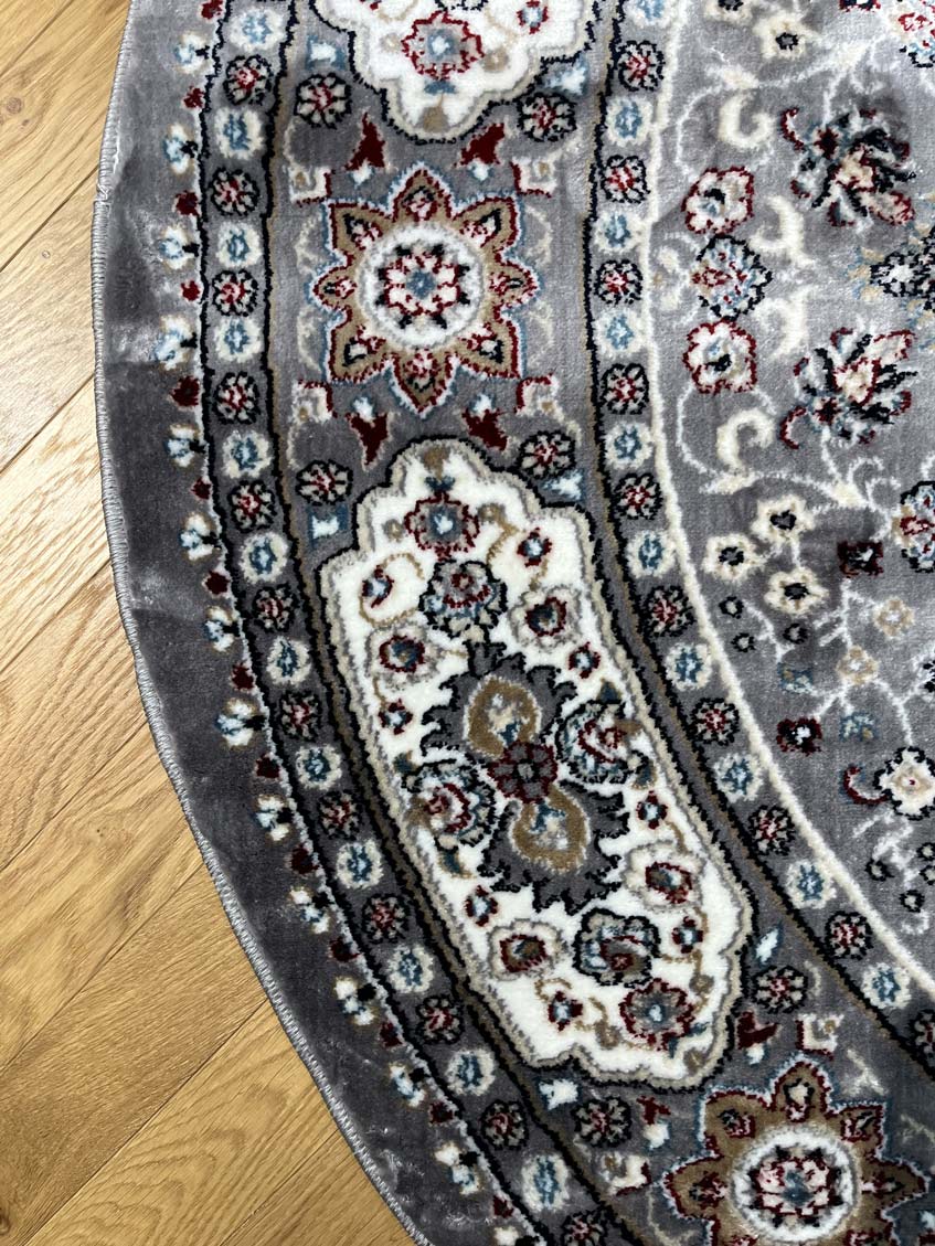 שטיח פלורה עגול 236 אפור | FLORA