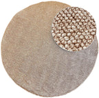 Round, smooth, natural, beige loop rug 229 CREATION