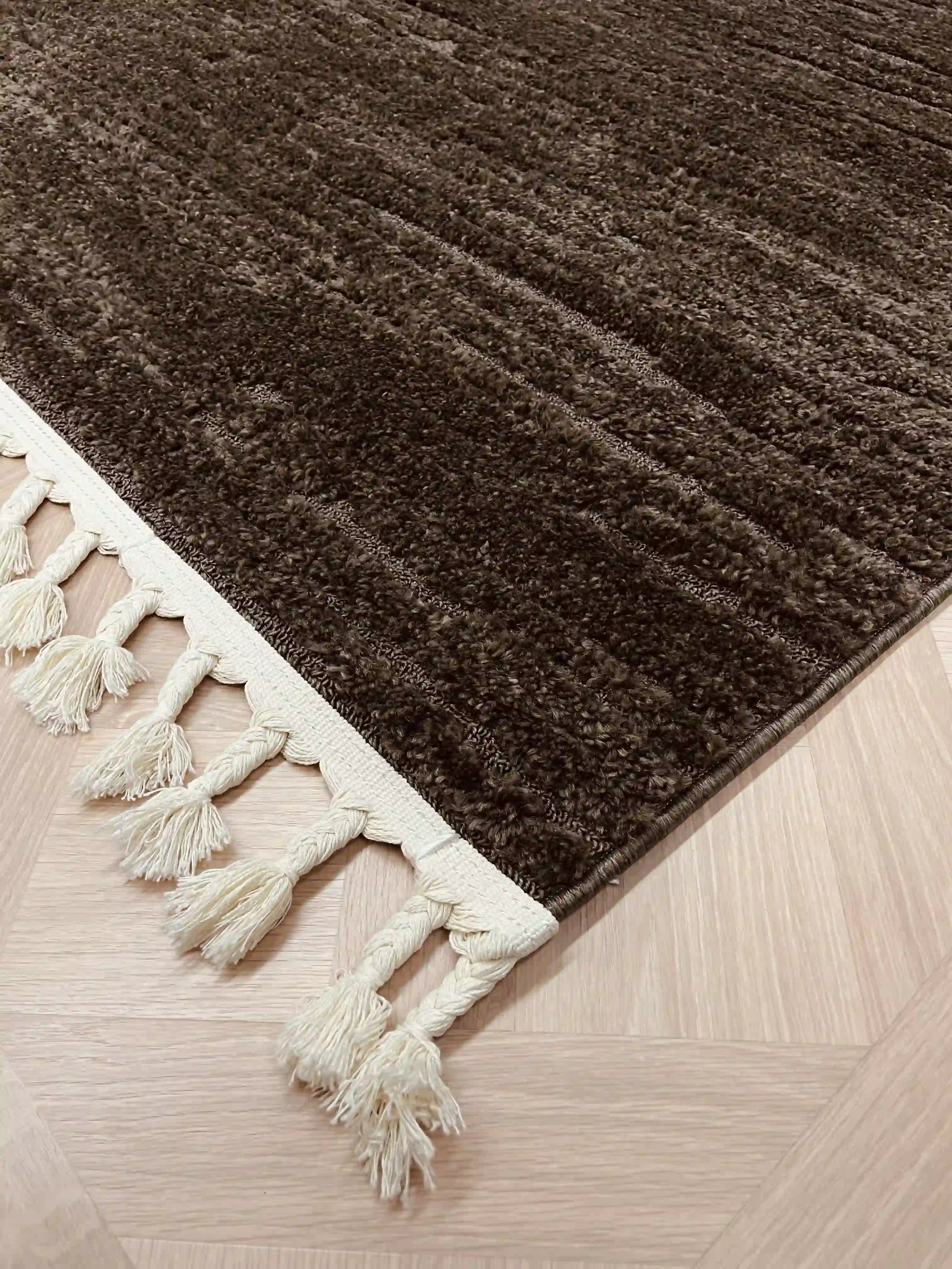 Soft 460 brown carpet with fringes | SOFT