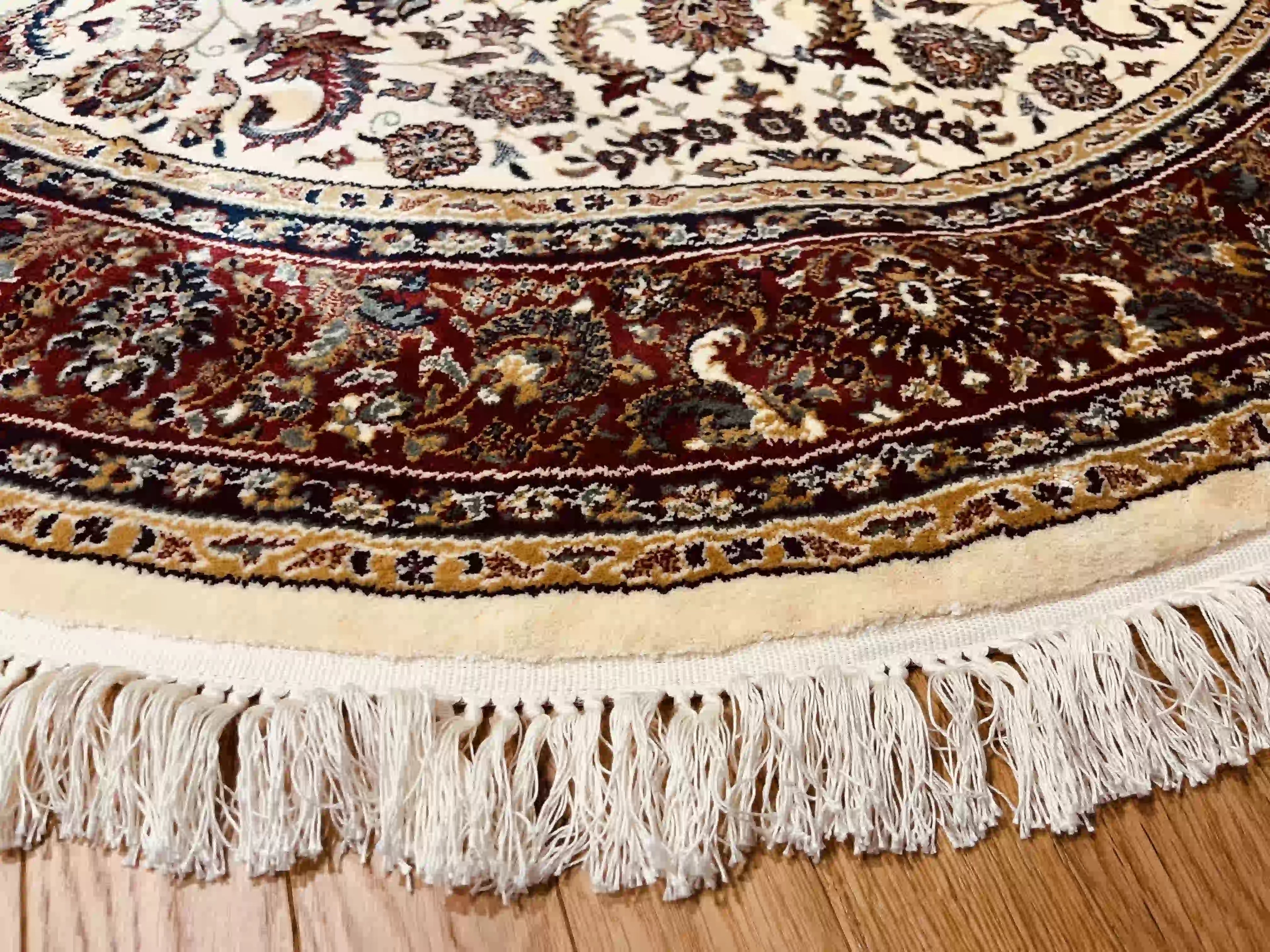 שטיח עגול פרסי משי 232 03 בז'/אדום | SILK