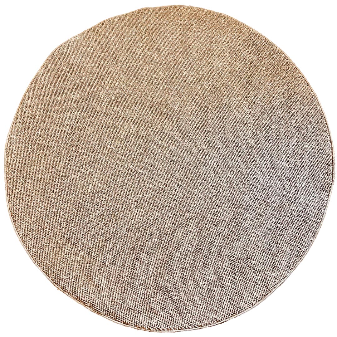 Round, smooth, natural, beige loop rug 229 CREATION
