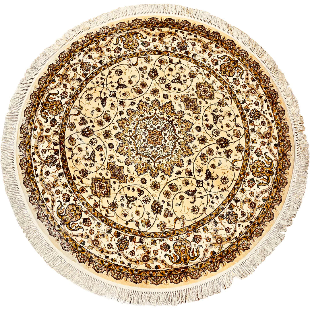 שטיח עגול פרסי משי 232 02 בז' | SILK