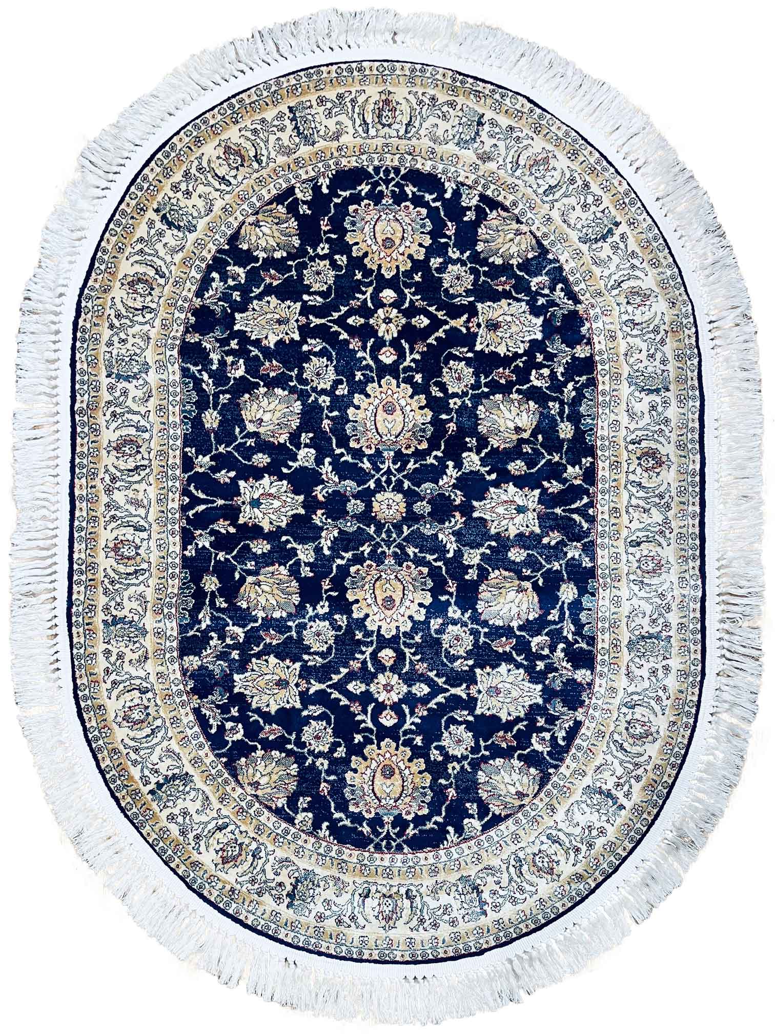 Classic Oval Rug 603 Blue with Fringes