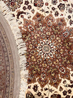 שטיח עגול פרסי משי 232 03 בז'/אדום | SILK