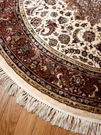 שטיח עגול פרסי משי 232 03 בז'/אדום | SILK