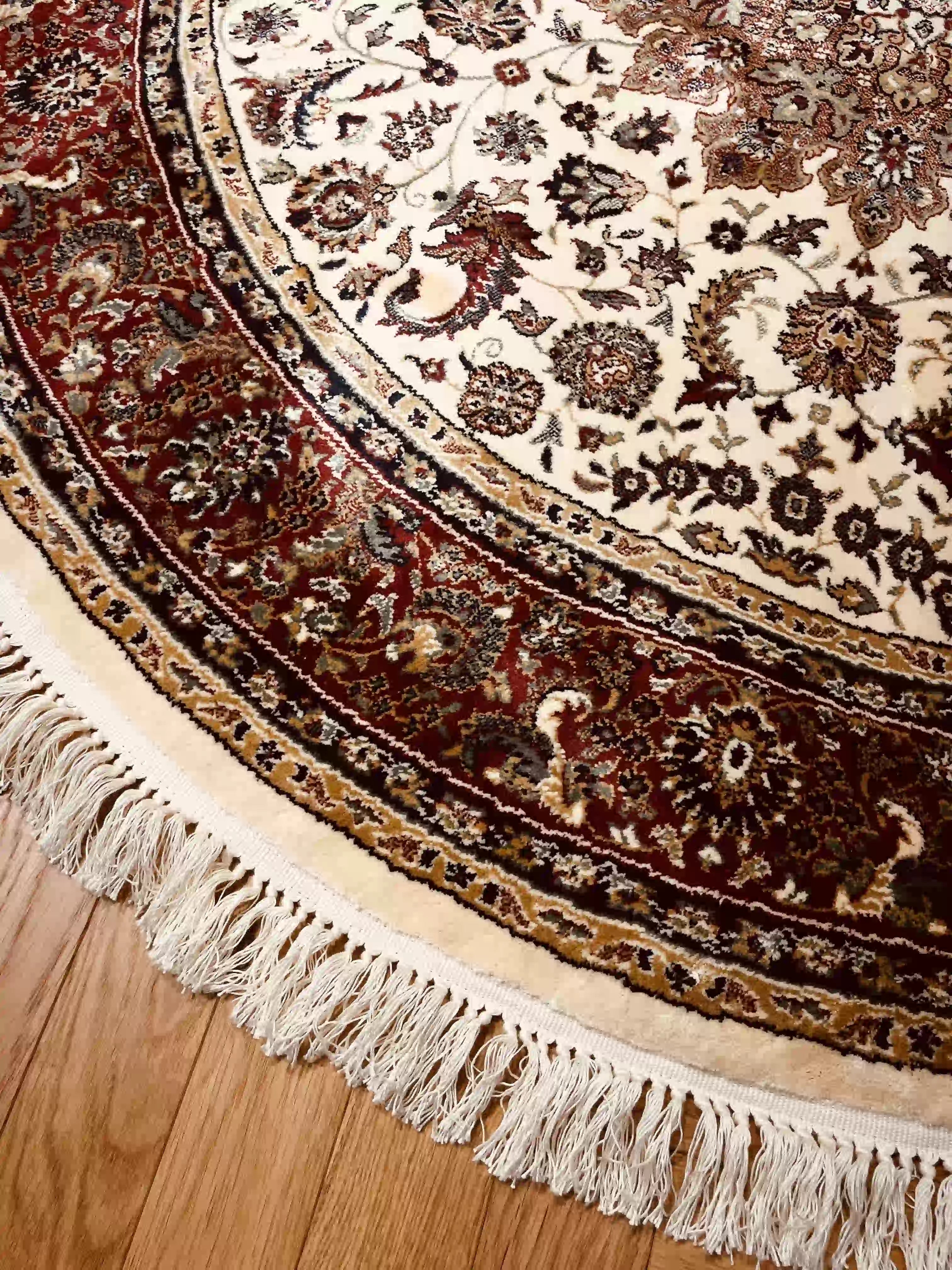 שטיח עגול פרסי משי 232 03 בז'/אדום | SILK