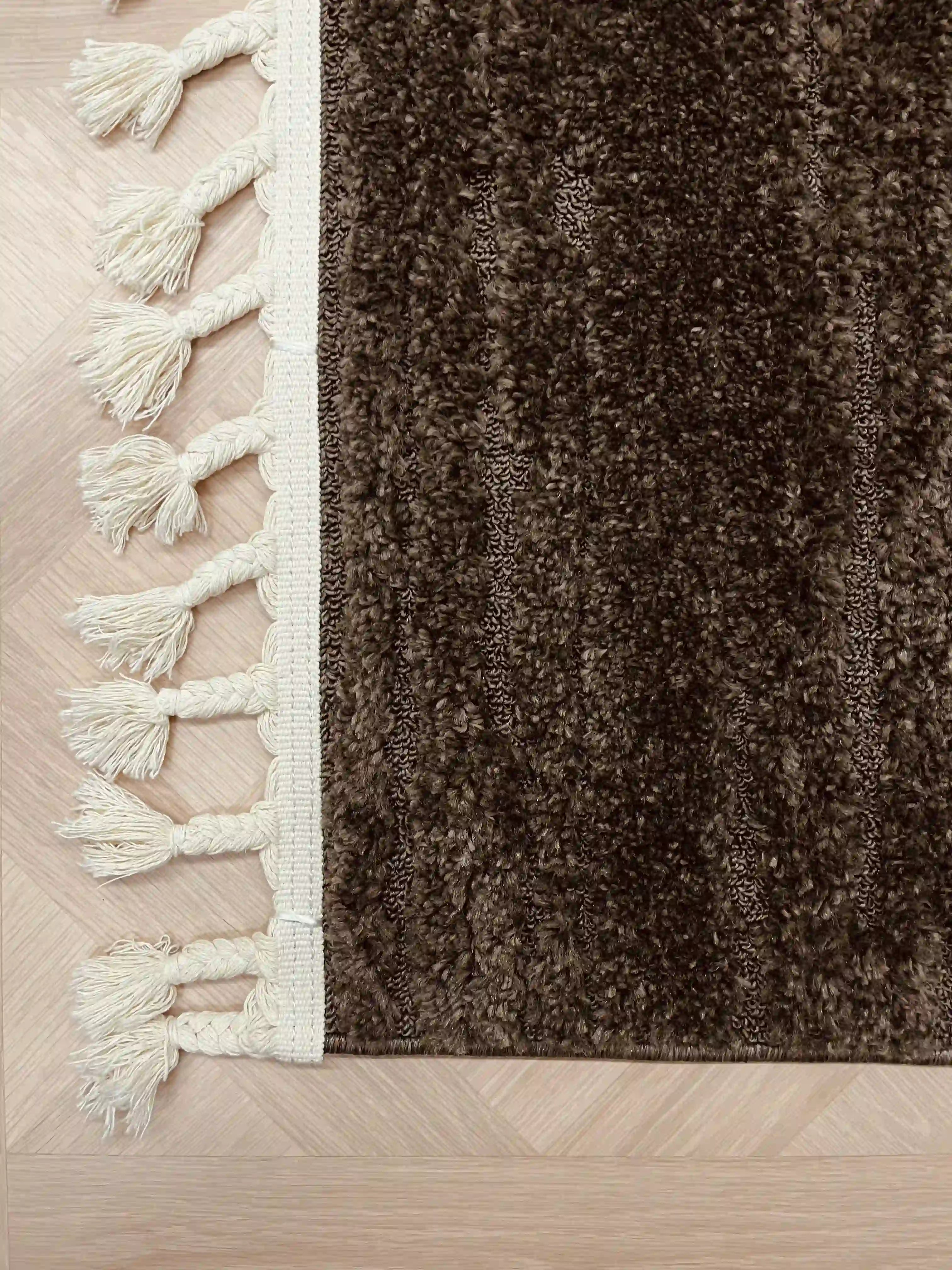 Soft 460 brown carpet with fringes | SOFT
