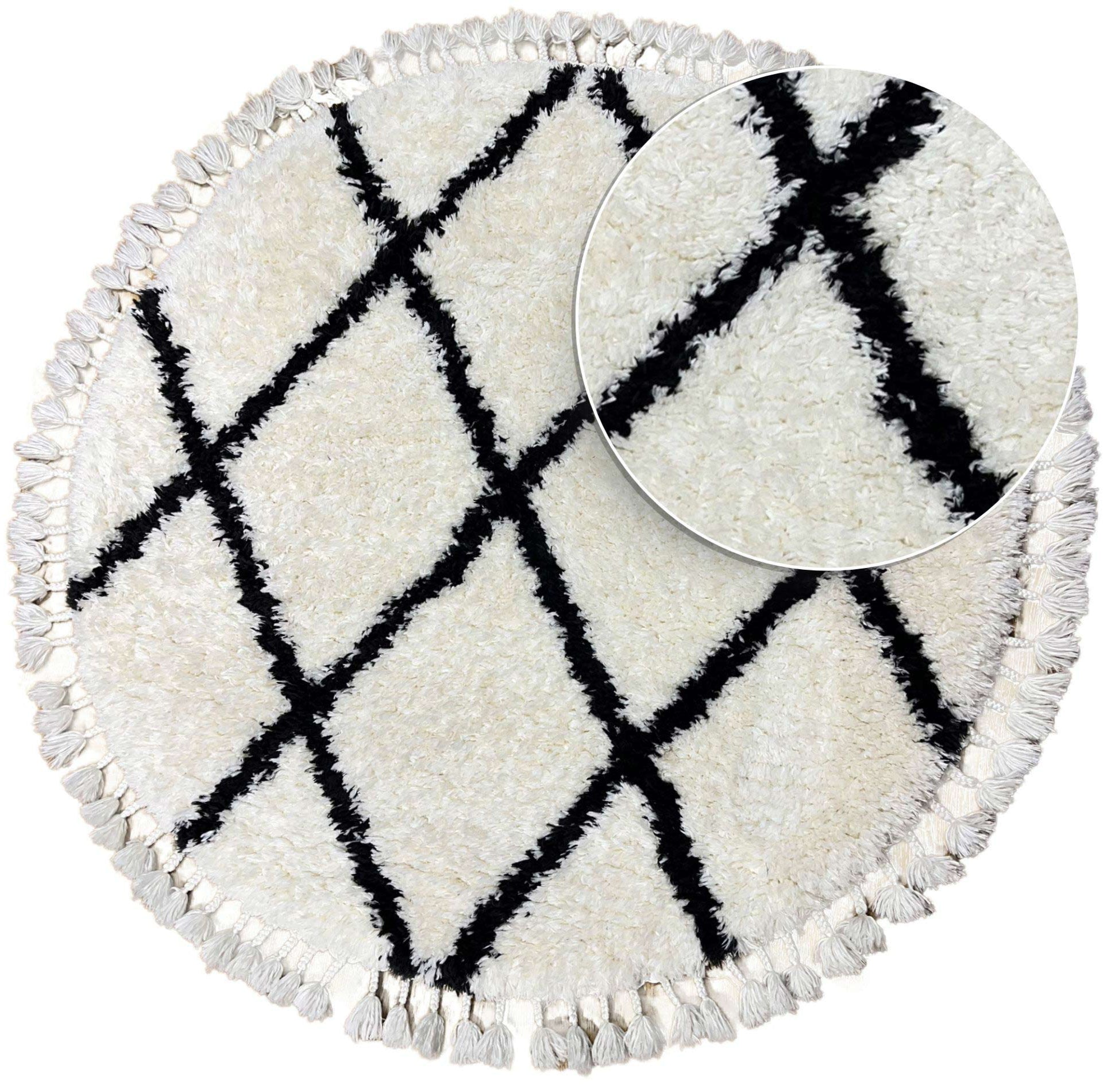 Round shaggy rug black/white 231 SHAGGY