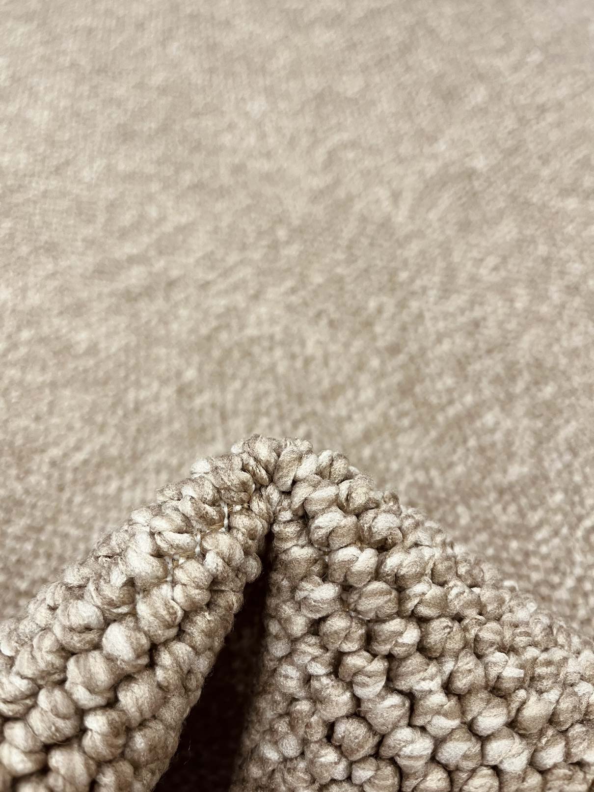 Round, smooth, natural, beige loop rug 229 CREATION