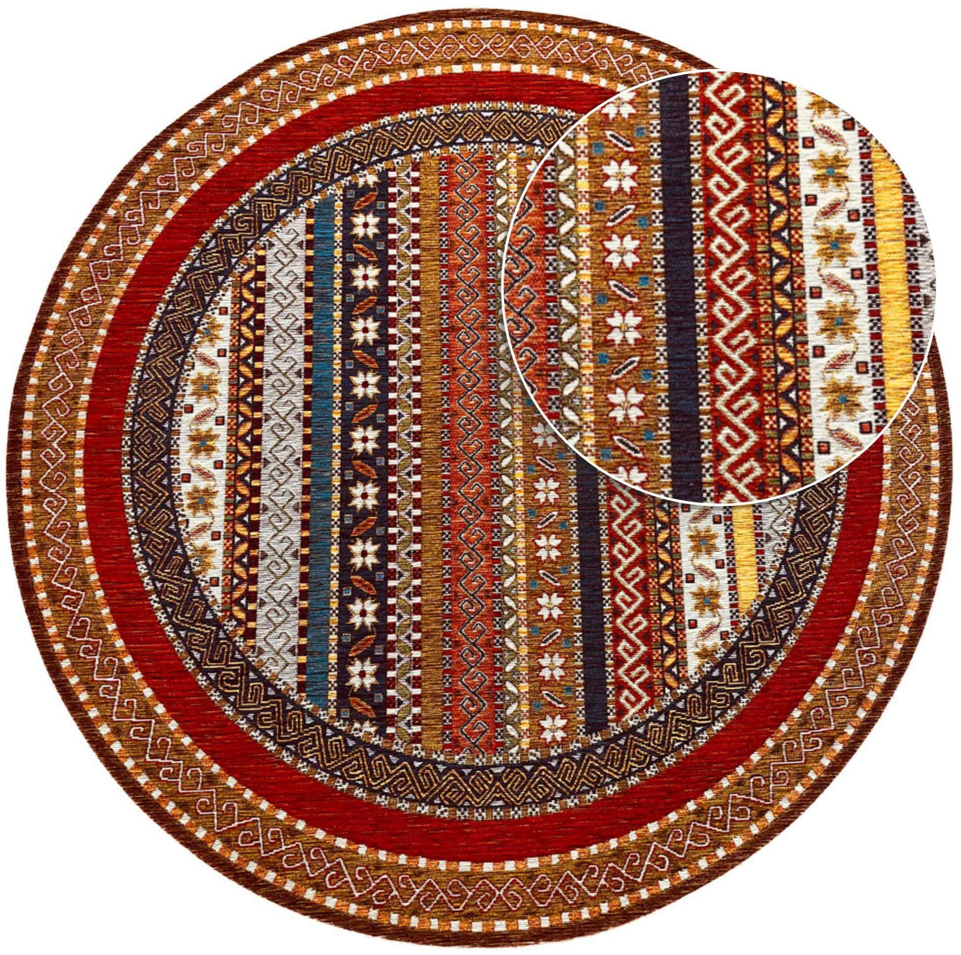 שטיח רובי עגול 233 צבעוני/אדום | RUBI