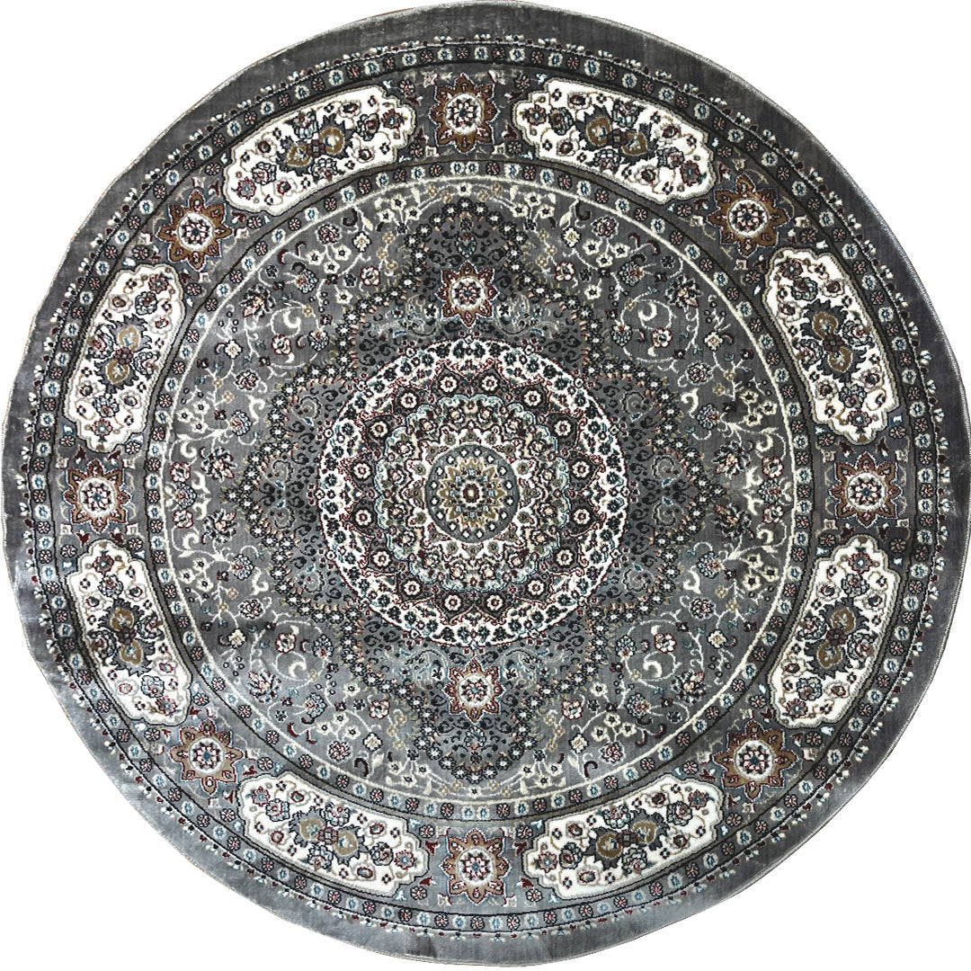 שטיח פלורה עגול 236 אפור | FLORA