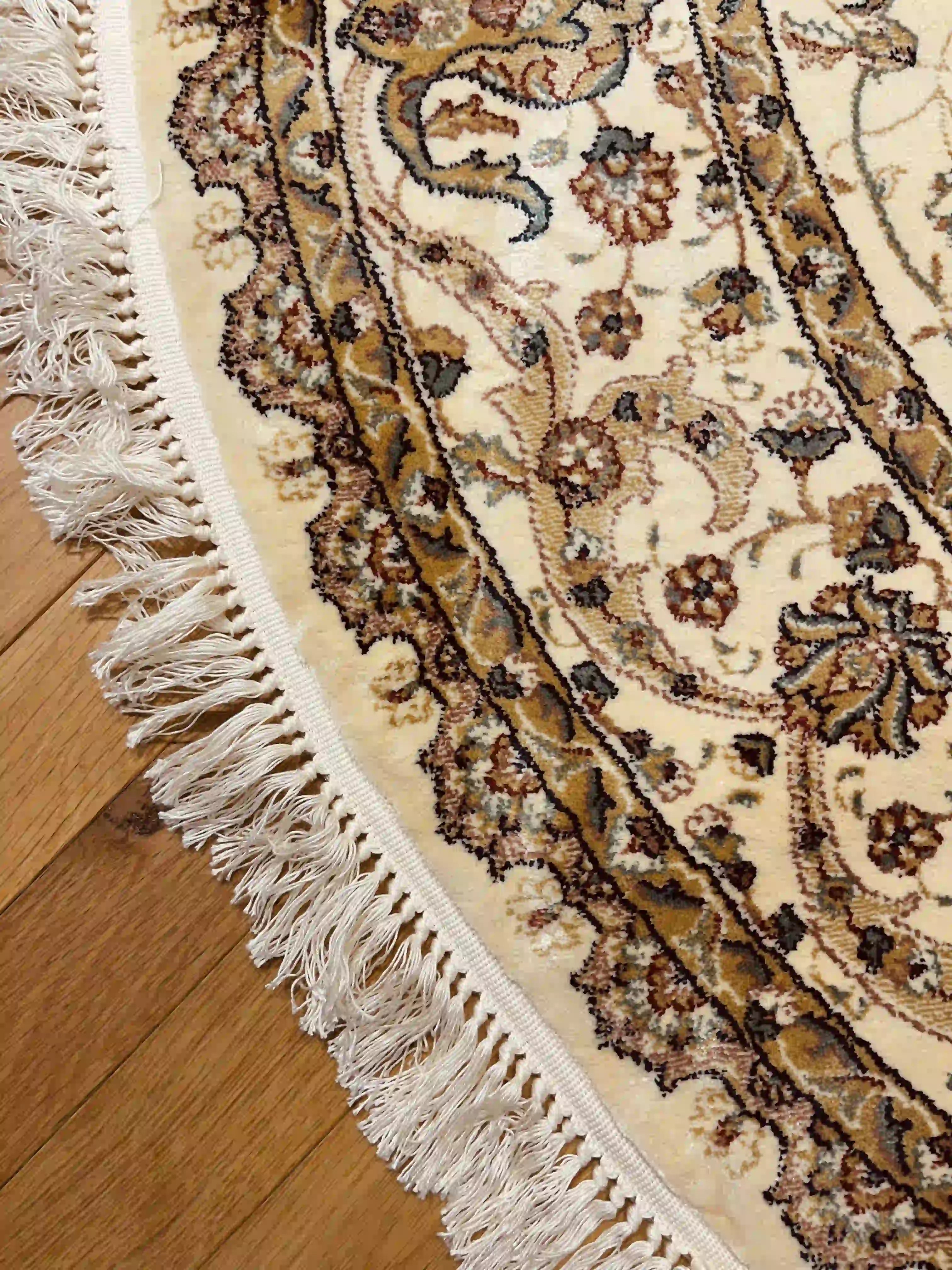 שטיח עגול פרסי משי 232 02 בז' | SILK