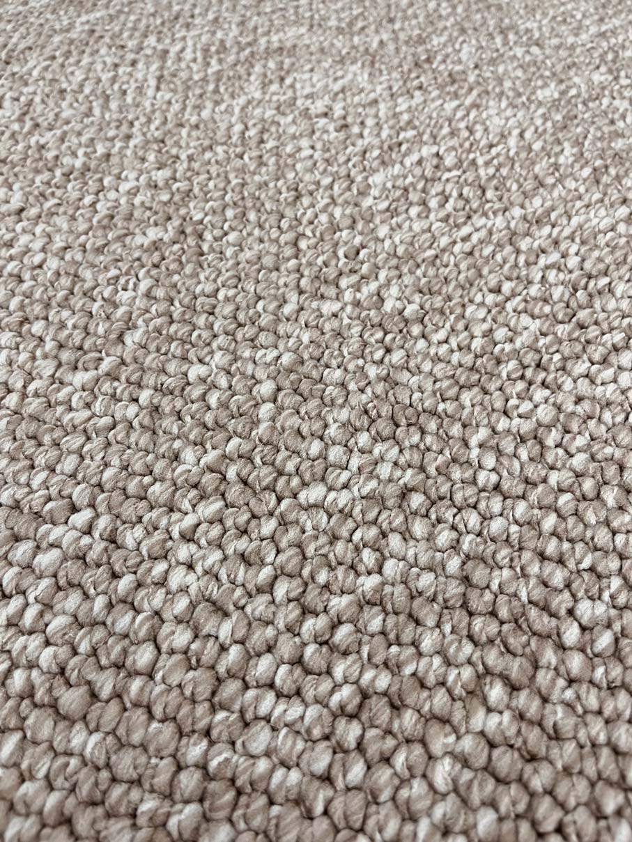 Round, smooth, natural, beige loop rug 229 CREATION