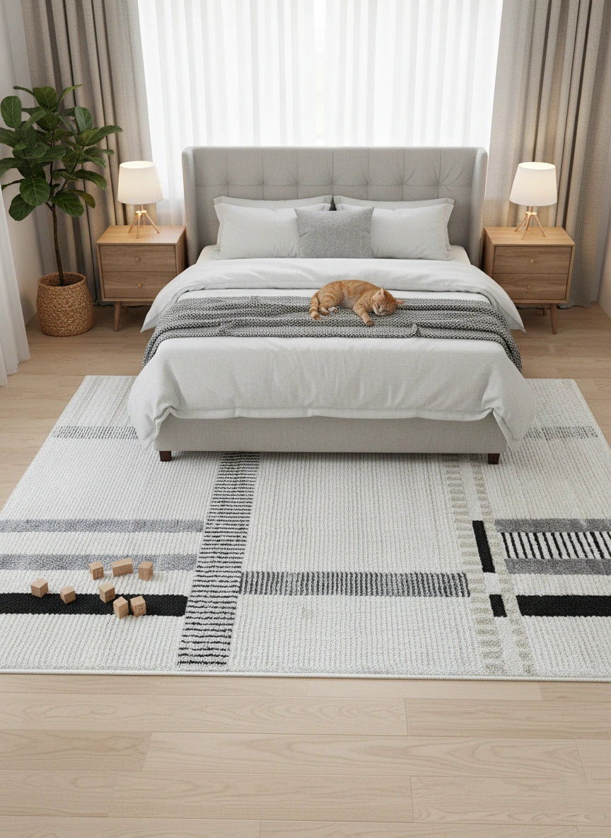 שטיח פנדורה 275 לבן/שחור | Pandora