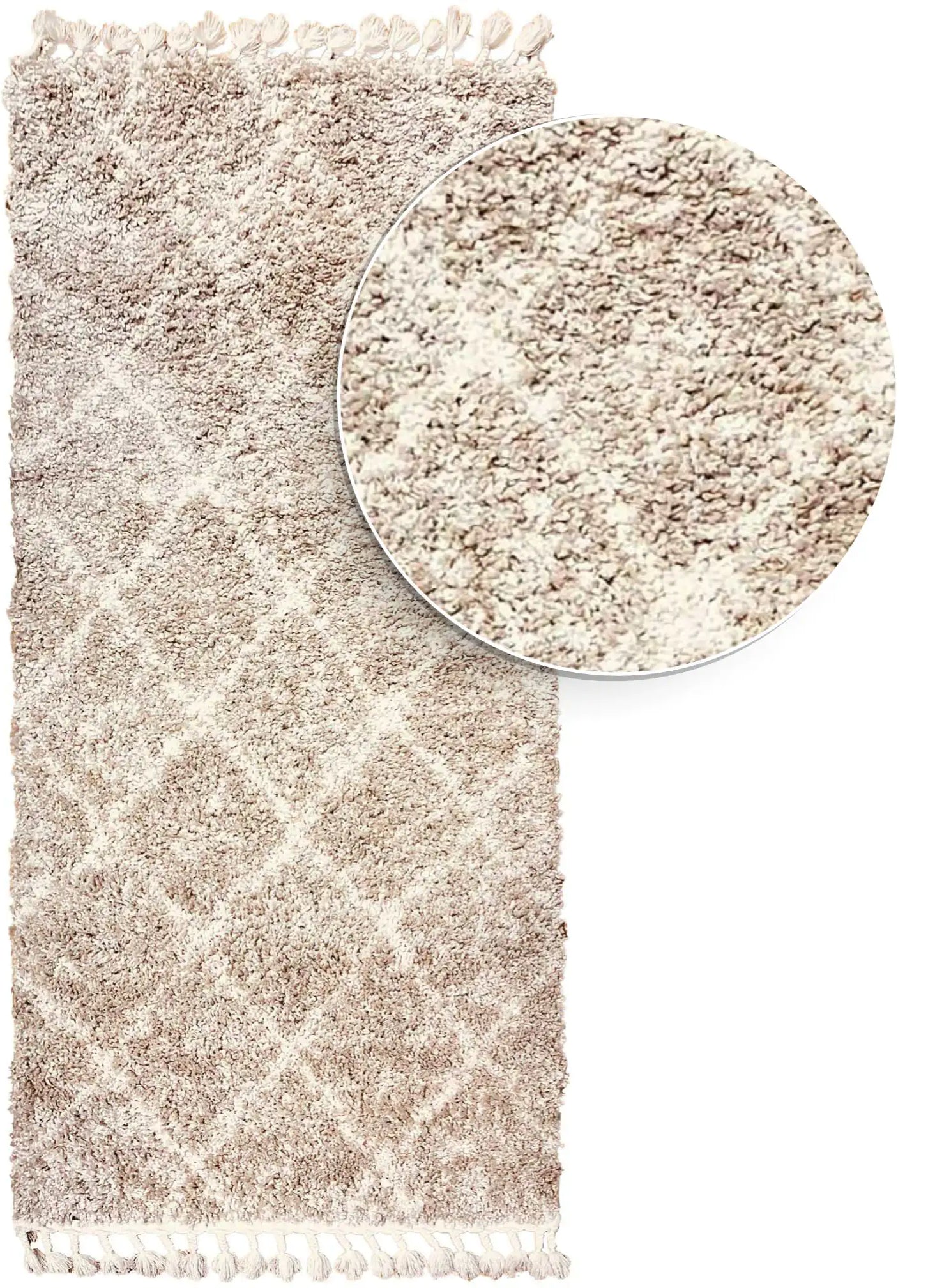 שטיח שאגי ראנר 257 קרם/אפור עם פרנזים