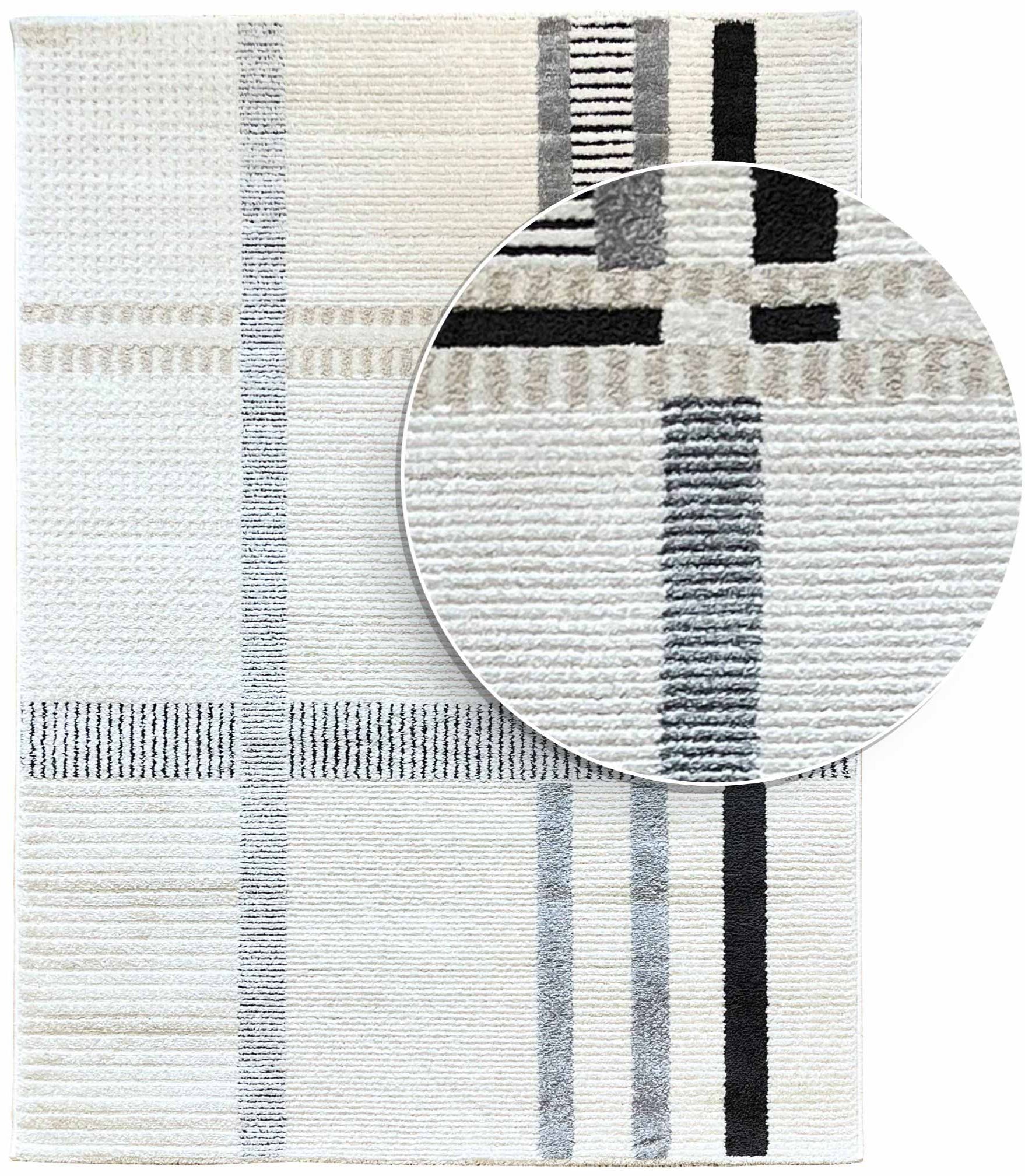 שטיח פנדורה 275 לבן/שחור | Pandora