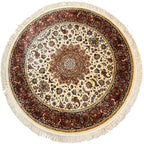 שטיח עגול פרסי משי 232 03 בז'/אדום | SILK