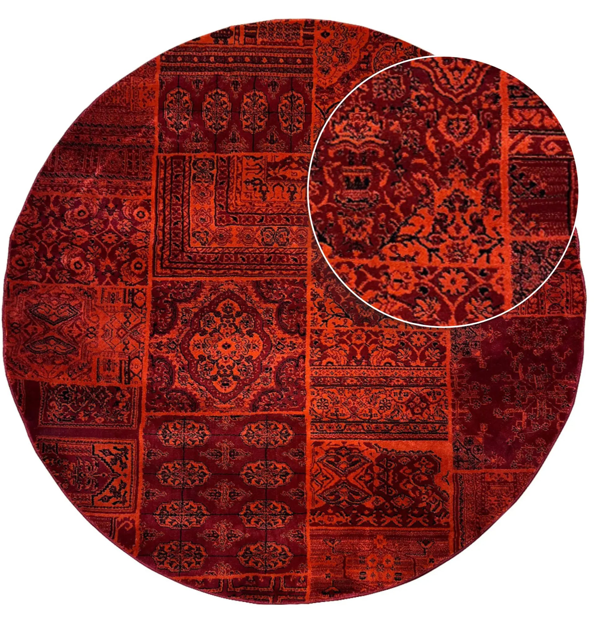 שטיח עגול אפגני 238 אדום | AFGHAN