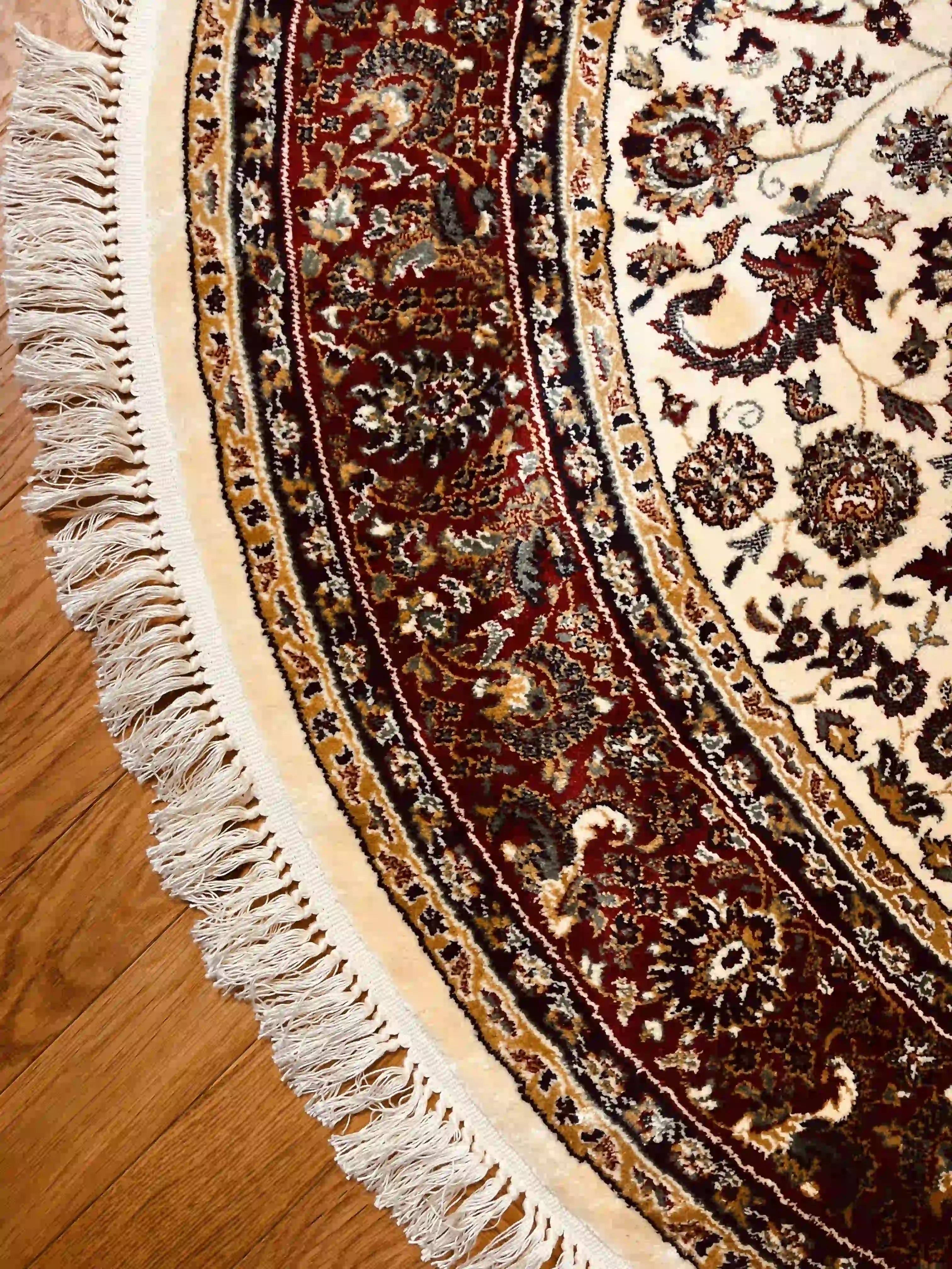 שטיח עגול פרסי משי 232 03 בז'/אדום | SILK