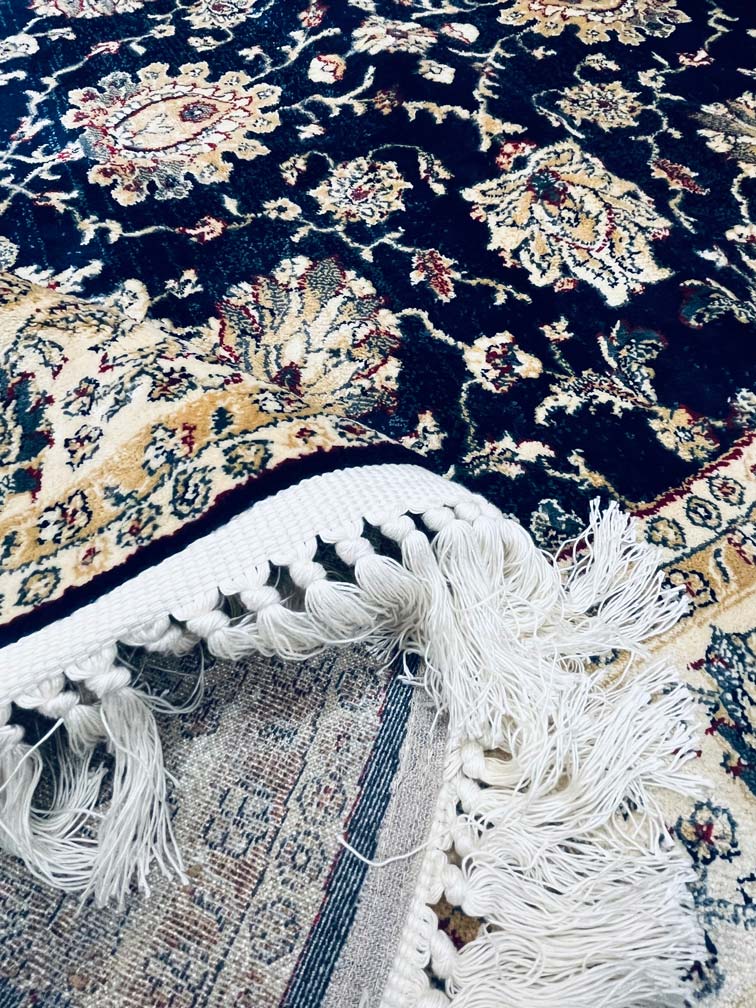 שטיח אובל קלאסי 603 כחול עם פרנזים