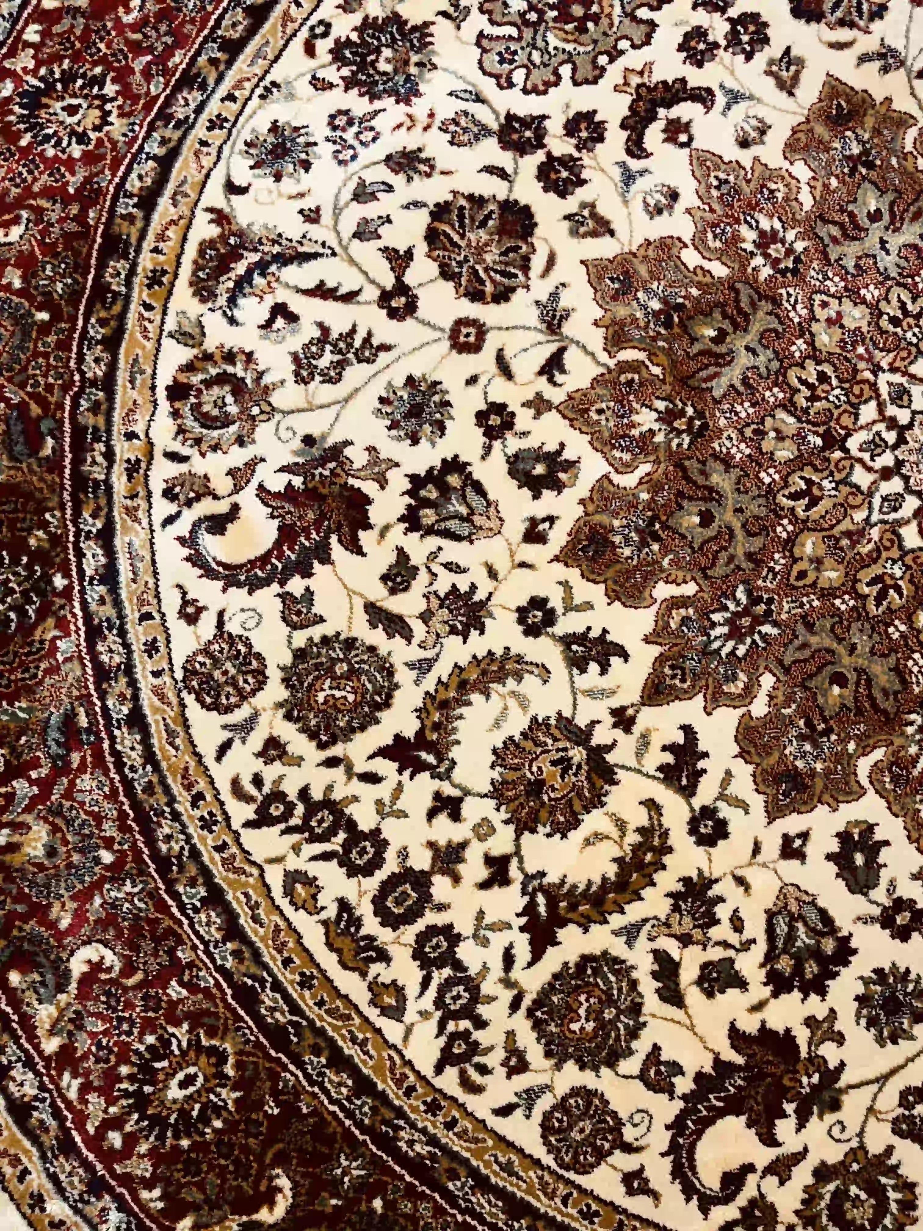 שטיח עגול פרסי משי 232 03 בז'/אדום | SILK