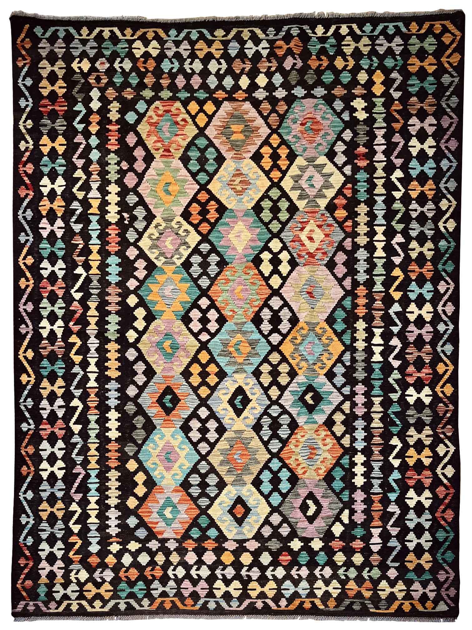 Kilim rug 673 coffee-brown/colorful 297*204 | KILIM