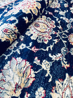 שטיח אובל קלאסי 603 כחול עם פרנזים