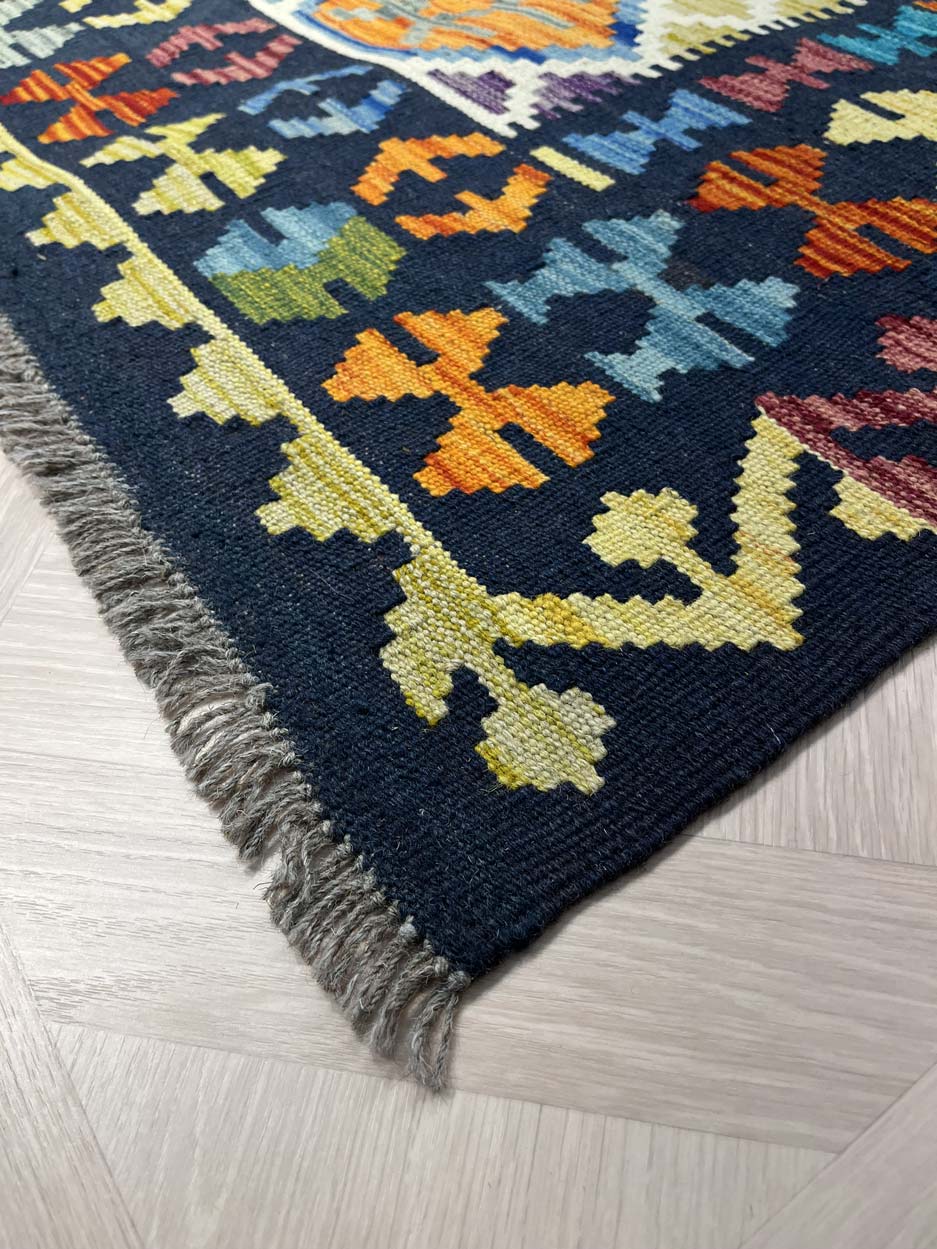 שטיח קילים מסגרת 665 כחול-כהה/צבעוני 245*179 | KILIM