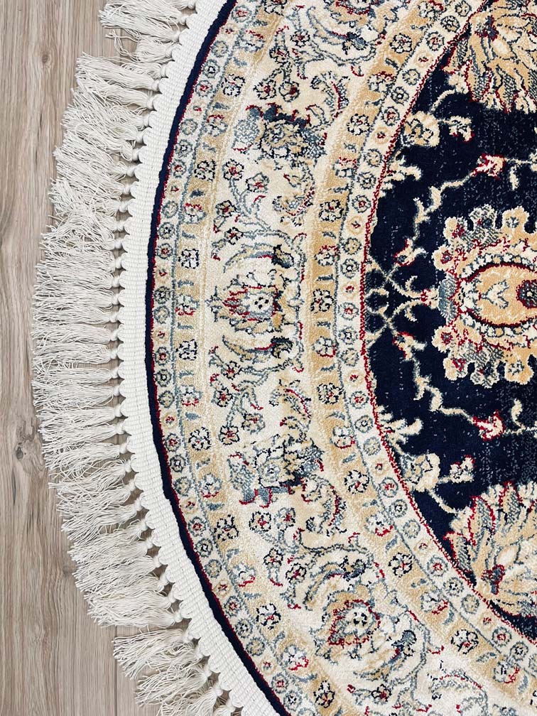 Classic Oval Rug 603 Blue with Fringes