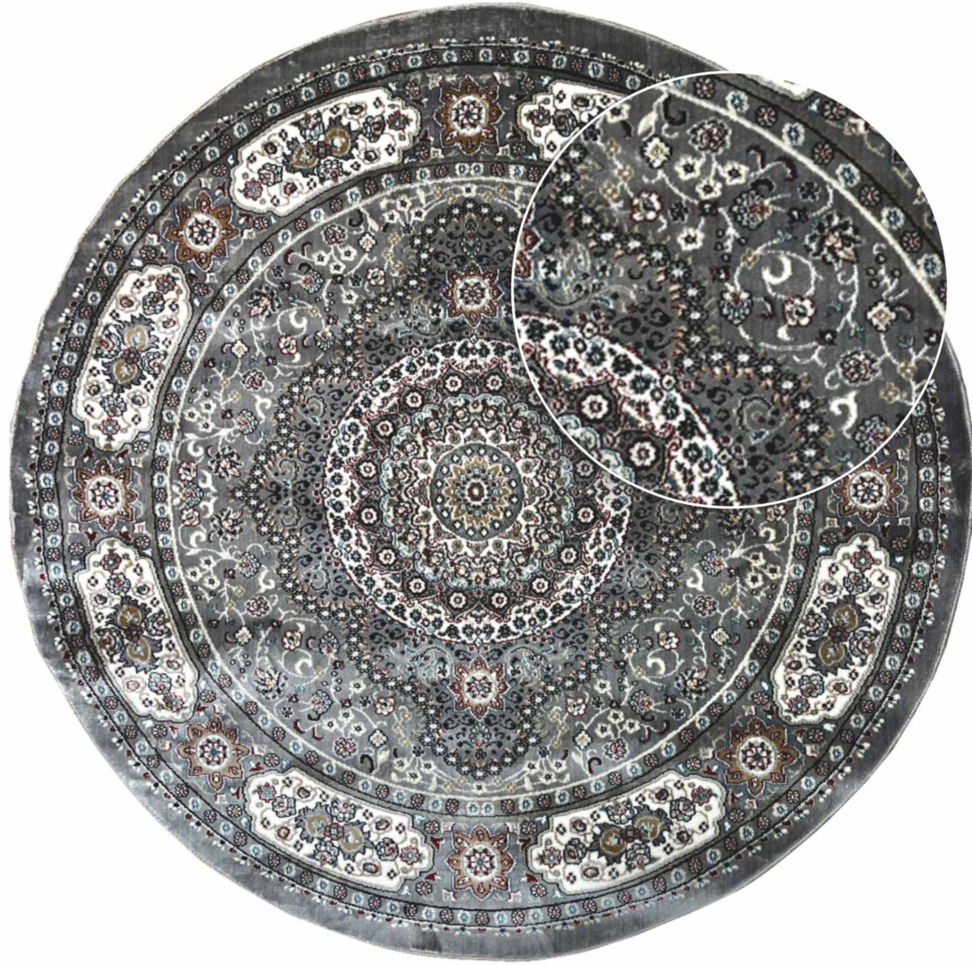 שטיח פלורה עגול 236 אפור | FLORA