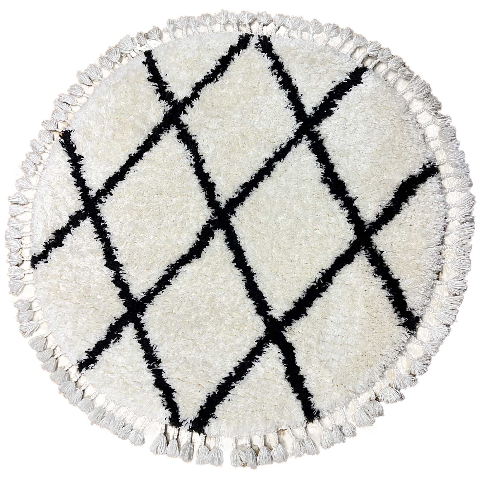 Round shaggy rug black/white 231 SHAGGY