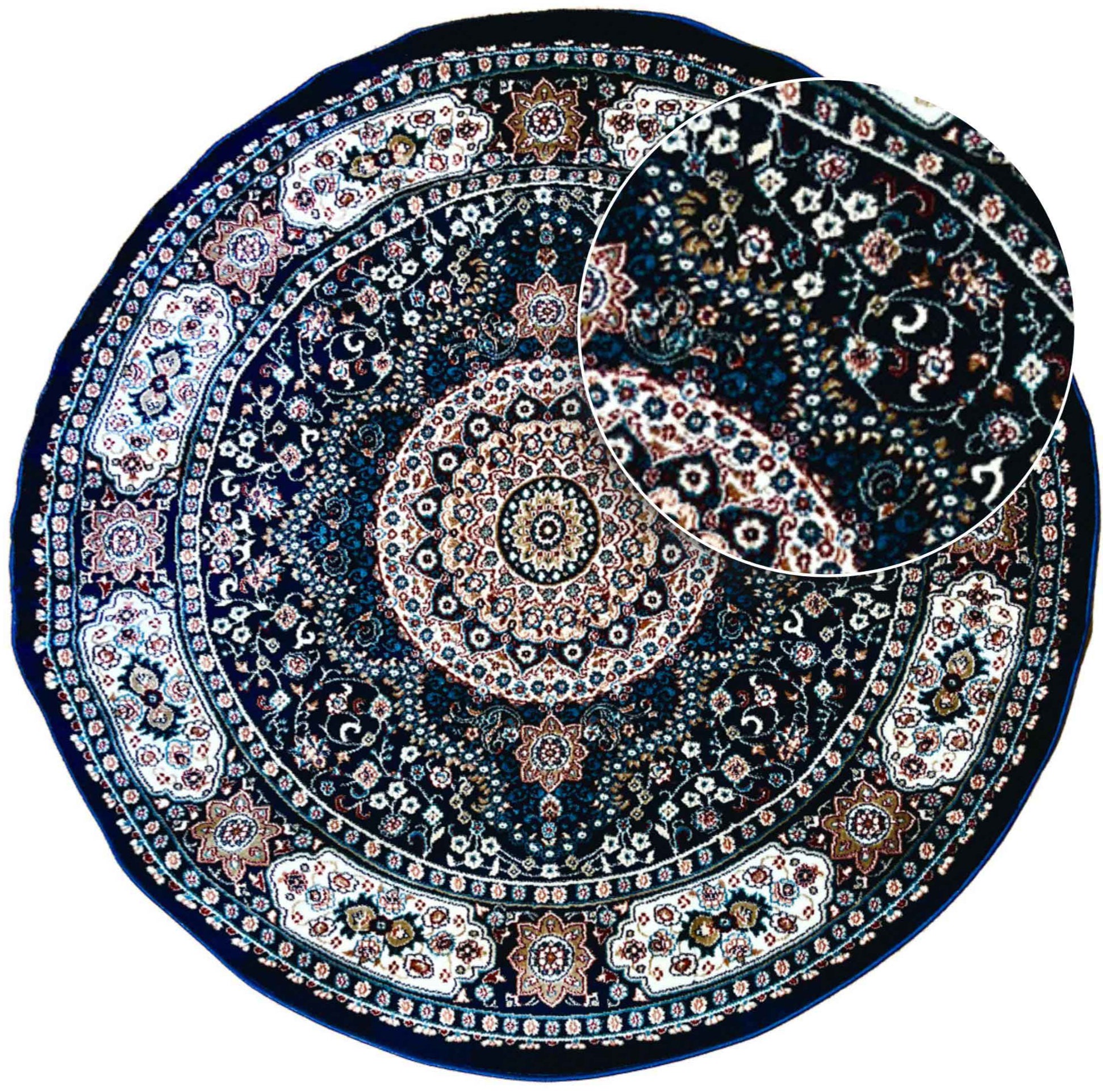 שטיח פלורה עגול 237 כחול כהה | FLORA