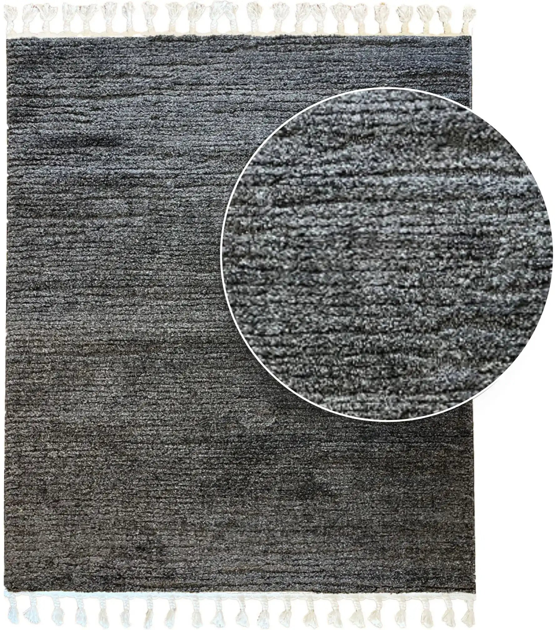 Soft 461 dark gray rug with fringes | SOFT