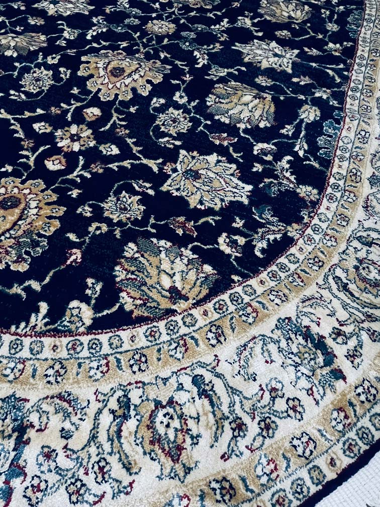 שטיח אובל קלאסי 603 כחול עם פרנזים