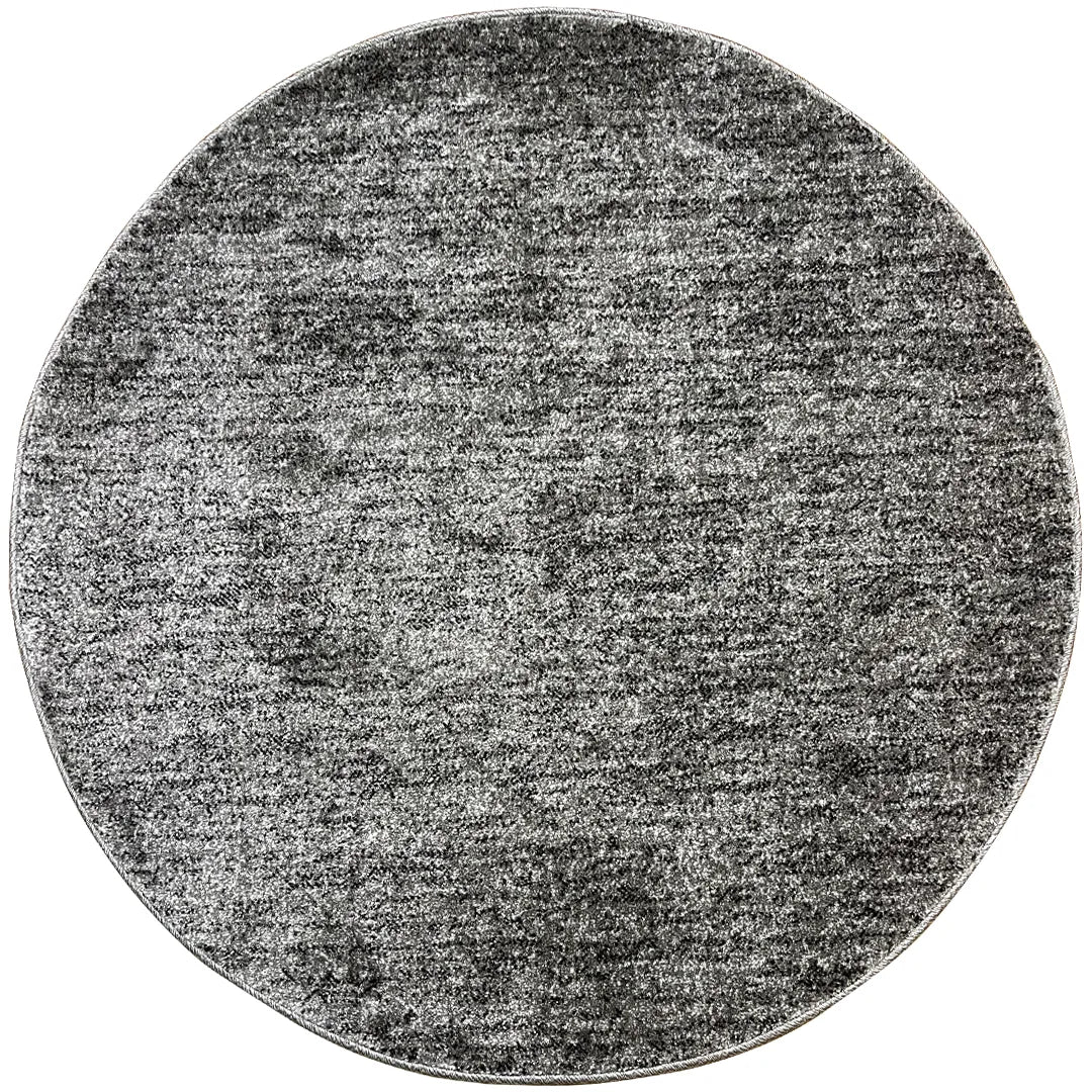 שטיח עגול חלק בייסיק 456 01 אפור/שחור | basic