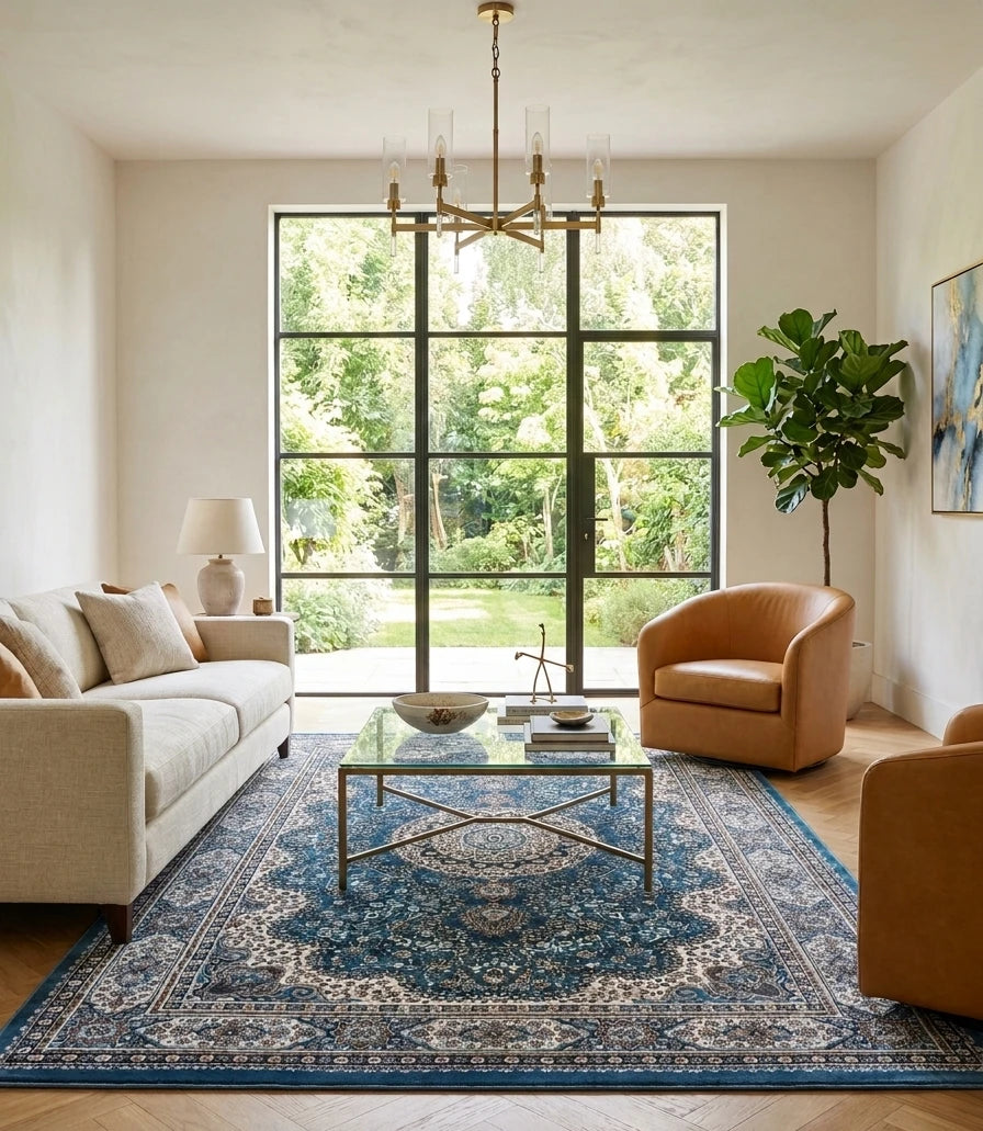 שטיח פלורה תכלת 621 | FLORA