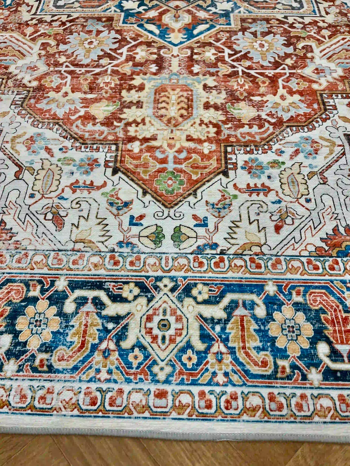 שטיח כביס פרסקו וינטג' 704 02 כתום/כחול | FRESCO