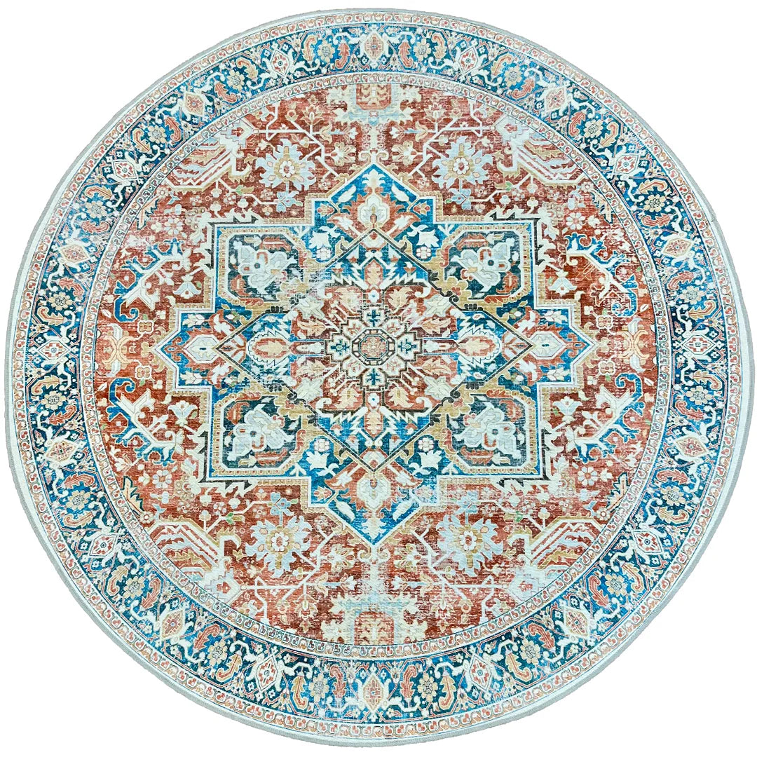 שטיח כביס עגול פרסקו 704 02 כתום/כחול | FRESCO