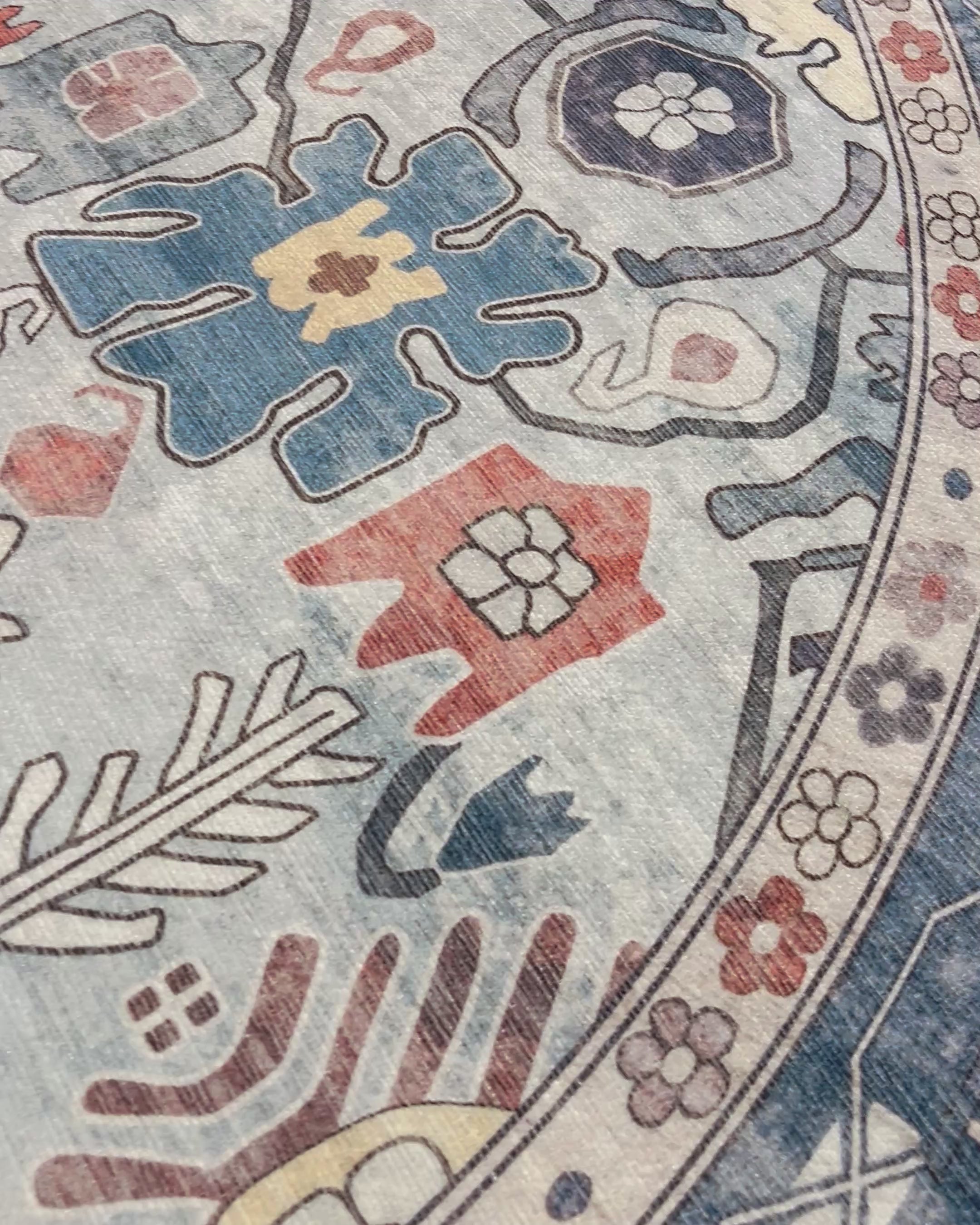 שטיח כביס עגול קייסי 702 02 כחול | CASEY